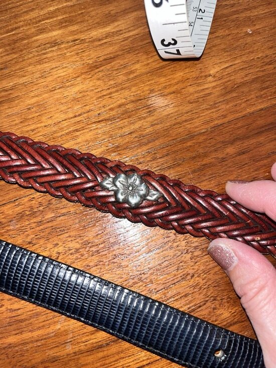 Brighton Braided Brown & Black Belts Size Large, set of 2 Unique Buckles USA main image 4